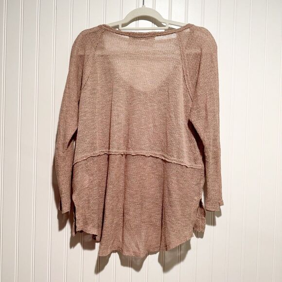 Free People Beach Gauzy Sheer Tan Long Sleeve Top Size XS - Picture 6 of 6